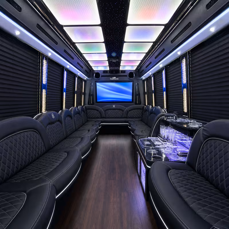 18 Passenger Party Bus Interior