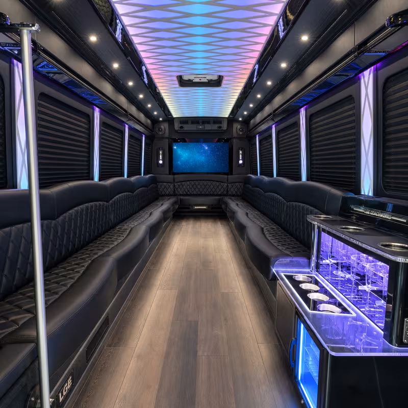 18 Passenger Party Bus Interior