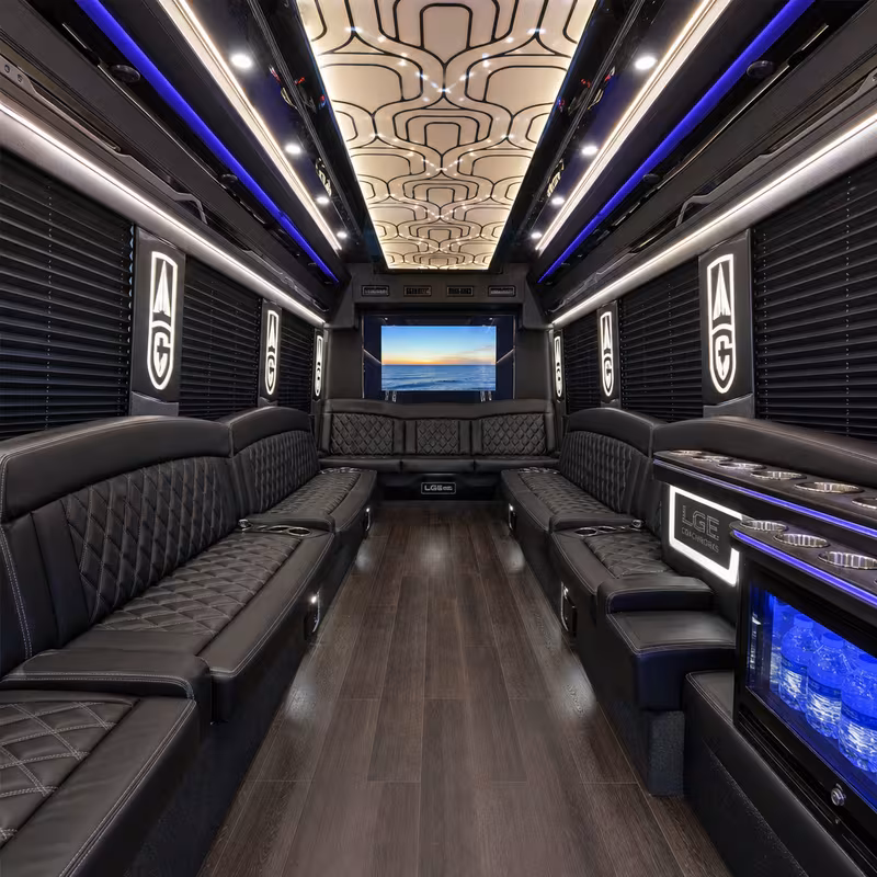 20 Passenger Party Bus Interior