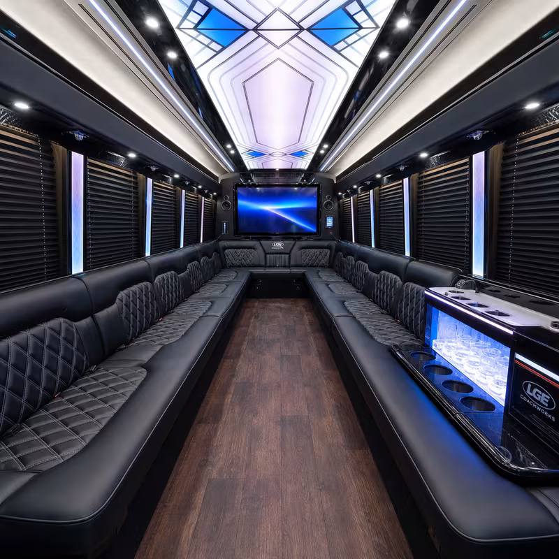 20 Passenger Party Bus Interior