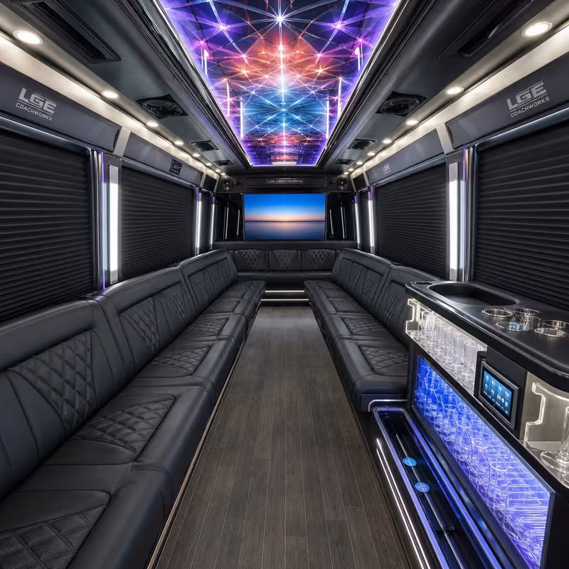 25 Passenger Party Bus Interior