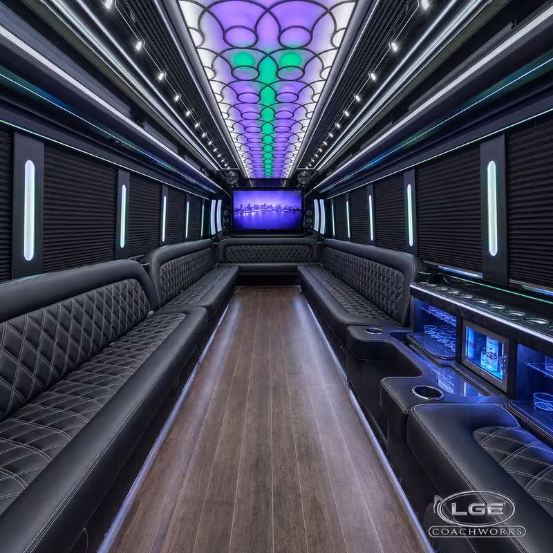 50 Passenger Party Bus Inside