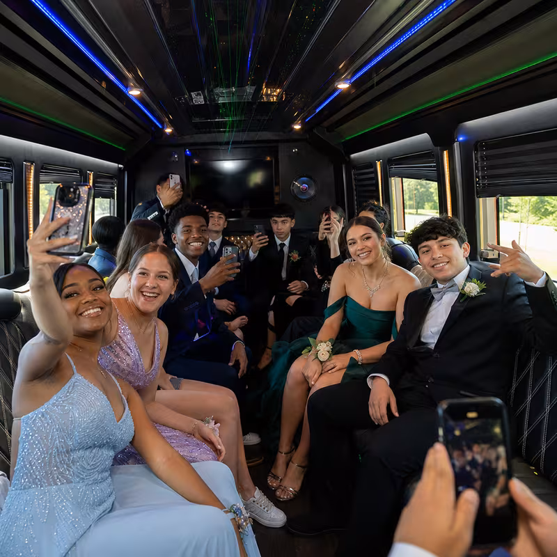 Black Mercedes Sprinter van staged for an Fort Lee Prom & Homecoming Transportation group