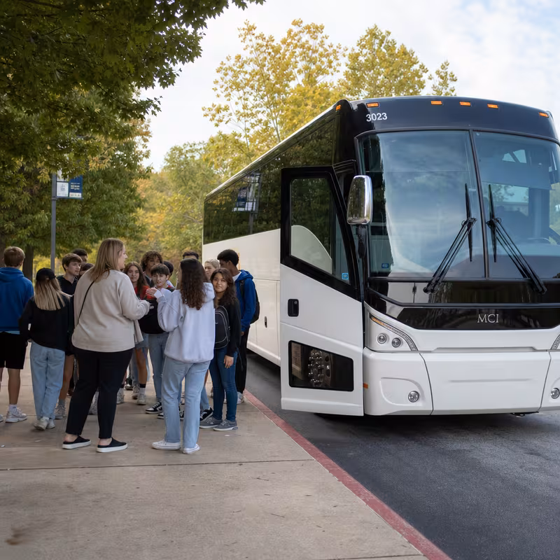 Black Mercedes Sprinter van staged for an Fort Lee School Transportation group